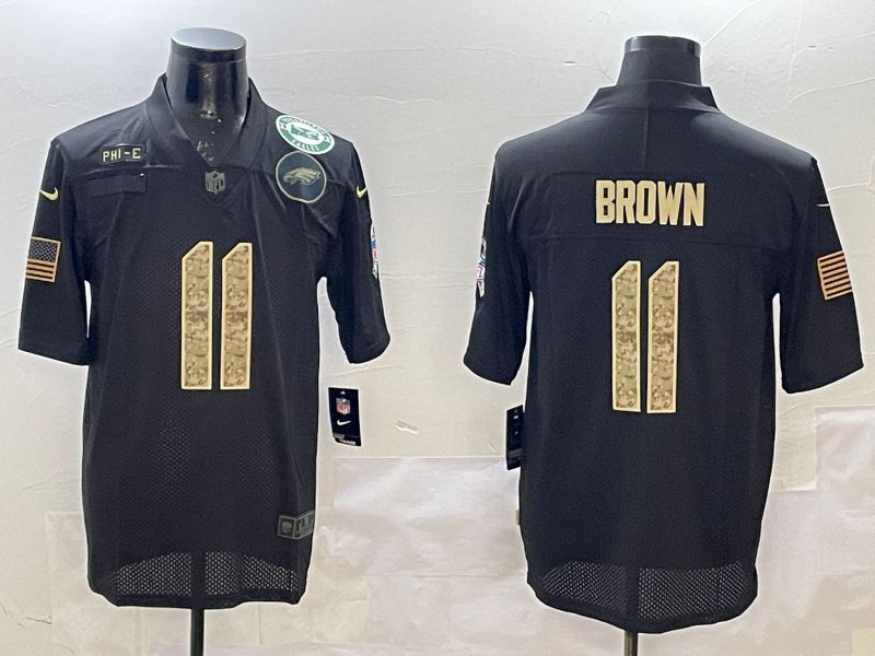 Men Philadelphia Eagles #11 Brown Black 2025 Nike Salute to Service Limited NFL Jersey style 4
